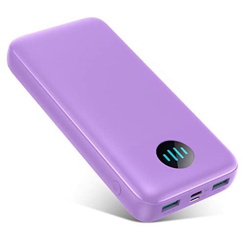 Power Bank, Powerbank 26800mAh USB C Externer Akku Input&Output 3.0A PD, 3 Ausgängen Schnelles Aufladen Akkupack, Tragbares Ladegerät kompatibel mit iPhone Huawei Xiaomi Tablets und mehr (Lila) von QTshine