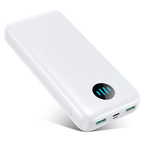 Power Bank, Powerbank 26800mAh USB C Externer Akku Input&Output 3.0A PD, 3 Ausgängen Schnelles Aufladen Akkupack, Tragbares Ladegerät kompatibel mit iPhone Huawei Xiaomi Tablets und mehr (Weiß) von QTshine