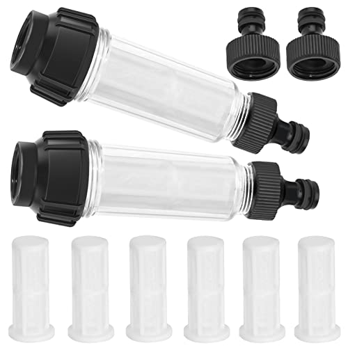 2 Stücke Wasserfilter Gartenschlauch, 3/4 Zoll Wasser Vorfilter Wasserfilter Set mit 4 Filtereinsatz und 4 Schnelladapter für Hochdruckreiniger Wohnmobil Gartenpumpe von QUACOWW