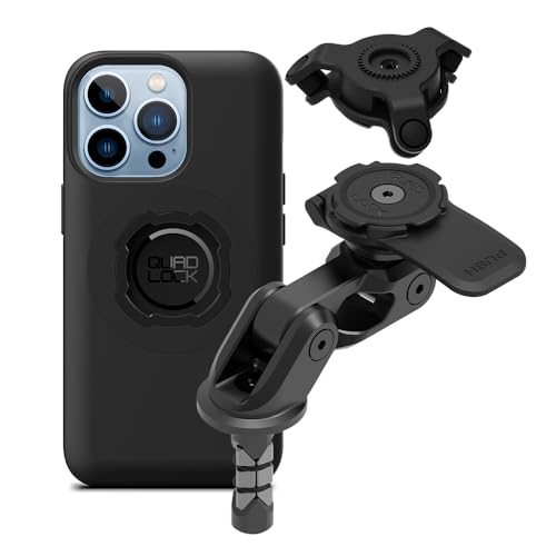 QUAD LOCK Gabelschaft-Handyhalterung für Motorrad PRO mit Vibrationsdämpfer und MAG Hülle für iPhone 13 Pro von QUAD LOCK