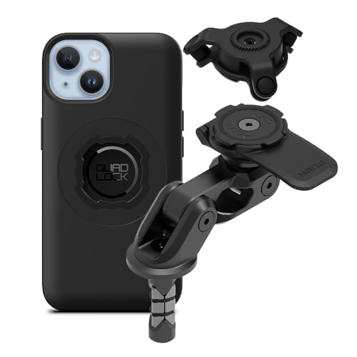 QUAD LOCK Gabelschaft-Handyhalterung für Motorrad PRO mit Vibrationsdämpfer und MAG Hülle für iPhone 14 von QUAD LOCK