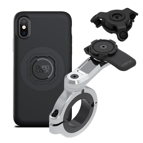 QUAD LOCK Lenker Handyhalterung PRO Chrom - Groß mit Vibrationsdämpfer und MAG Hülle für iPhone X/XS von QUAD LOCK