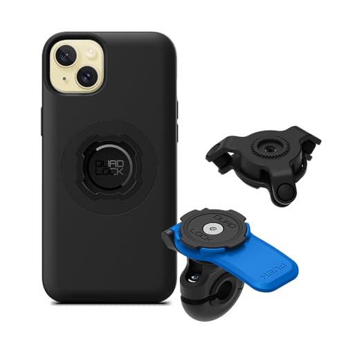 QUAD LOCK Spiegel Handyhalterung für Motorrad mit Vibrationsdämpfer und MAG Hülle für iPhone 15 Plus von QUAD LOCK