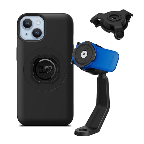 QUAD LOCK Spiegelarm Handyhalterung für Motorrad mit Vibrationsdämpfer und MAG Hülle für iPhone 14 von QUAD LOCK