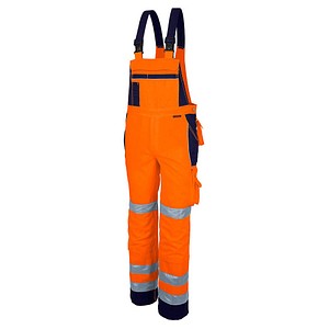 QUALITEX® unisex Warnschutz-Latzhose orange, marine Größe 102 von QUALITEX®