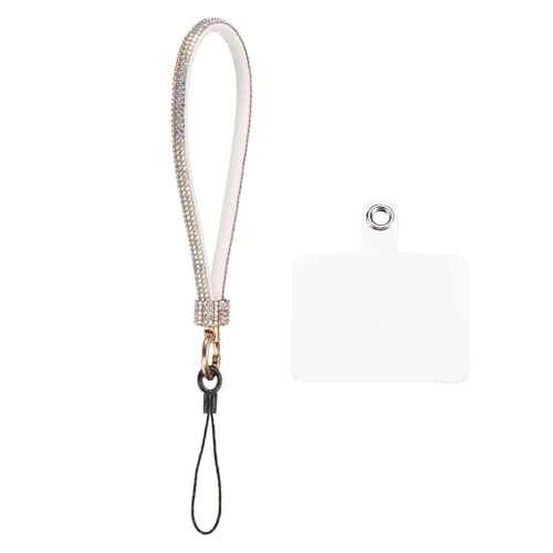 QUARKZMAN 1 STK. Universal Handy-Lanyard, Abnehmbarer Handgelenkriemen mit Glitzer und Handy-Patches, luxuriöser Schnur-Bling-Handyriemen für DIY, Ohrhörer, Handgelenkschlaufen, Weiß QUARKZMAN 1 STK. Universal Handy-Lanyard, Abnehmbarer Handgelenkriemen mit Glitzer und Handy-Patches, luxuriöser Schnur-Bling-Handyriemen für DIY, Ohrhörer, Handgelenkschlaufen, Weiß von QUARKZMAN