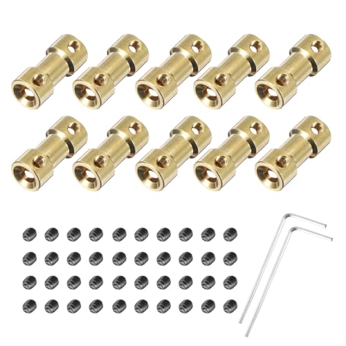 QUARKZMAN 10 Stück 5mm bis 6mm Messing Wellenkupplung Verbindungsstück mit Schrauben und Sechskantschlüssel Flexibler Motorwellenkupplung für RC-Modellauto Flugzeug Motor Räder Reifen Welle von QUARKZMAN