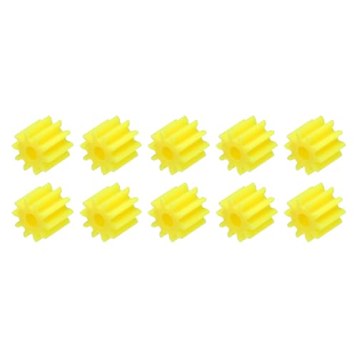 QUARKZMAN 10 Stück Kunststoffzahnräder 10 Zähne Kunststoffwellenzahnräder Modell 102AA Reduktionsgetriebe für RC Auto Modell DIY Roboter, gelb Modul 0.5 von QUARKZMAN