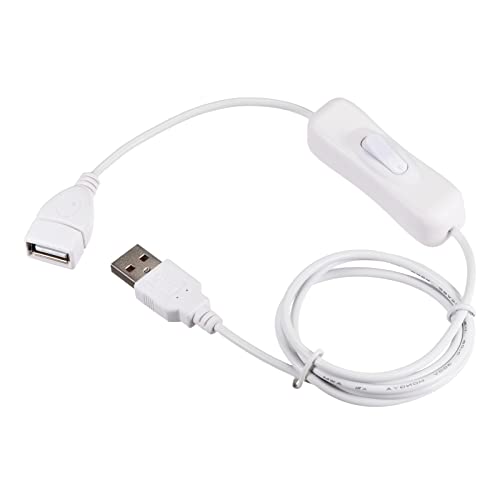 QUARKZMAN 100cm Verlängerungskabel x 1 Stück USB Stecker auf Buchse Adapterkabel mit EIN/Aus Schalter für Computer und LED Schreibtischlampe [Weiß] von QUARKZMAN