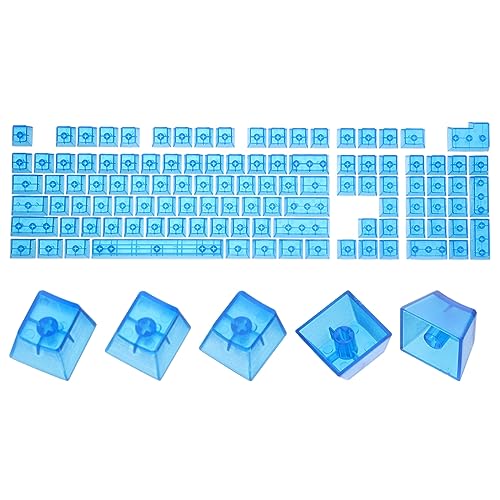 QUARKZMAN 104 Schlüssel Leer Beleuchtete Klar Tastenkappe Set OEM Profil Doppelschuss 60% für Mechanische Tastatur Layout Durchsichtig und Blau von QUARKZMAN