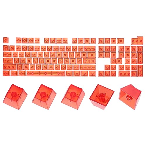 QUARKZMAN 104 Schlüssel Leer Beleuchtete Klar Tastenkappe Set OEM Profil Doppelschuss 60% für Mechanische Tastatur Layout Durchsichtig und Rot von QUARKZMAN