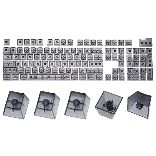 QUARKZMAN 104 Schlüssel Leer Beleuchtete Klar Tastenkappe Set OEM Profil Doppelschuss 60% für Mechanische Tastatur Layout Durchsichtig und Schwarz von QUARKZMAN