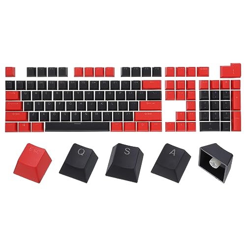 QUARKZMAN 104 Schlüssel PBT Tastenkappe Set OEM Profil Doppelschuss 60% für 61/68/87/98/100/104 Schlüssel Mechanische Tastatur Layout Schwarz und Rot von QUARKZMAN