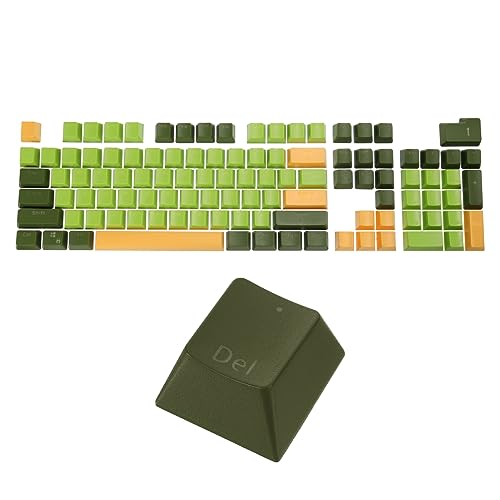 QUARKZMAN 104 Schlüssel Pudding Tastenkappen Set OEM Profil 60 Prozent ABS für Mechanische Tastatur Layout Grün und Hell Grün Doppelschlag von QUARKZMAN