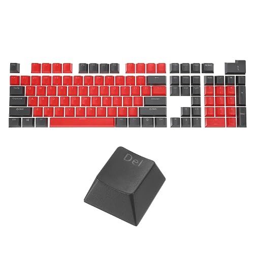QUARKZMAN 104 Schlüssel Pudding Tastenkappen Set OEM Profil 60 Prozent ABS für Mechanische Tastatur Layout Rot und Grau Doppelschlag von QUARKZMAN