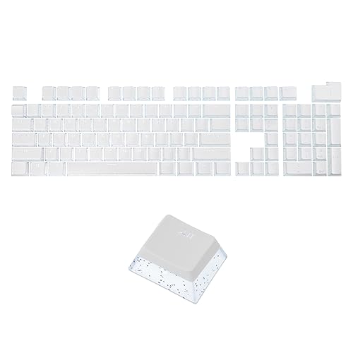 QUARKZMAN 108 Schlüssel Pudding Tastenkappen Set OEM Profil 60 Prozent ABS für 61/87/104/108 Mechanische Tastatur Layout Weiß und Transluzent Doppelschlag von QUARKZMAN