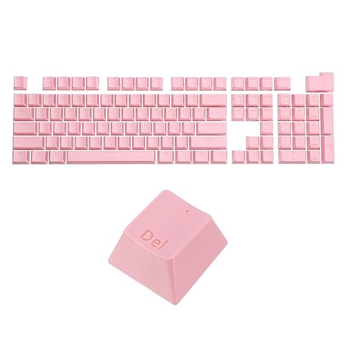 QUARKZMAN 108 Schlüssel Pudding Tastenkappen Set OEM Profil 60 Prozent ABS für Mechanische Tastatur Layout Hell Rosa Doppelschlag von QUARKZMAN