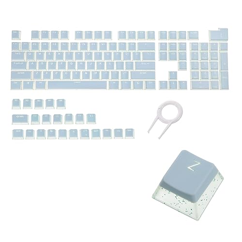 QUARKZMAN 130 Schlüssel Pudding Tastenkappen Set OEM Profil 60 Prozent ABS für 61/63/64/68/75/82/84/87/96/98/104 Mechanische Tastatur Layout mit Schlüsselabzieher Blaugrün Doppelschlag von QUARKZMAN