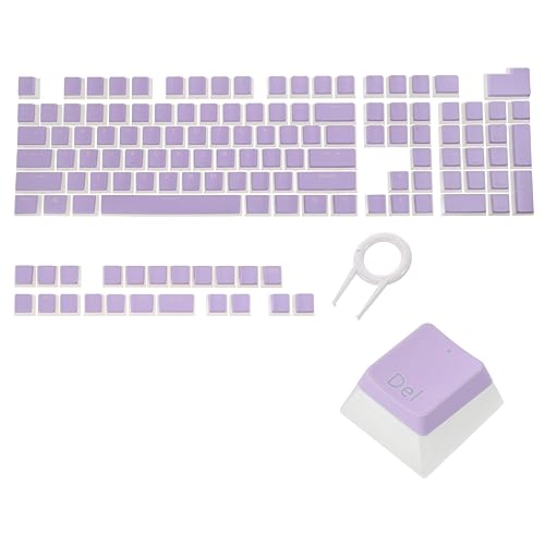 QUARKZMAN 130 Schlüssel Pudding Tastenkappen Set OEM Profil 60 Prozent PBT für 61/63/64/68/75/82/84/87/96/98/104 Mechanische Tastatur Layout mit Schlüsselabzieher Lila Doppelschlag von QUARKZMAN