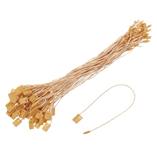 QUARKZMAN 140 Stück Nylon Hang Tag String 6,7 Zoll Snap Lock Pins Loop Preisschildbefestiger Plastiketikettenbänder Etikettenanhänger Etiketten mit Band Dunkelgelb von QUARKZMAN