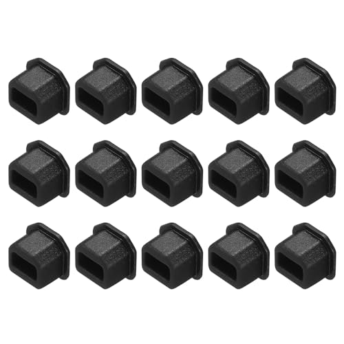 QUARKZMAN 15 Stück USB Typ B Port Stecker Abdeckungen Kappen Silikon Anti-Staub-Schutz für USB weiblichen Anschluss, Schwarz von QUARKZMAN