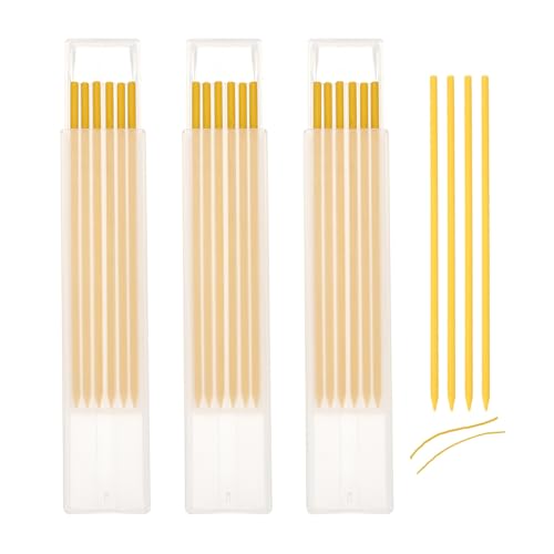 QUARKZMAN 18 Stück Bleistiftminen Tischler Bleistift Ersatzminen 2,8 mm Solide Tieflochmarker Minen Bleistiftminen Konstruktion Bleistift Ersatz für Zimmermannsbleistift（Gelb） von QUARKZMAN