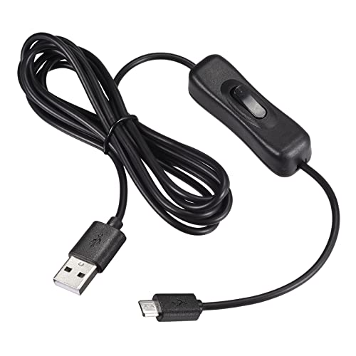 QUARKZMAN 200cm Verlängerungskabel x 1 Stück USB Stecker auf Micro USB Stecker Adapterkabel mit EIN/Aus Schalter für Computer und LED Schreibtischlampe [Schwarz] von QUARKZMAN
