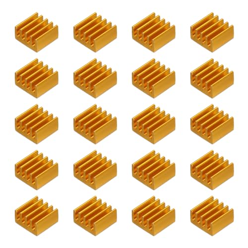 QUARKZMAN 20Stk 9x9x5mm Kühlkörper Aluminium Kühler Kühlkörper Kühlung mit Fester Aufkleber für Chip CPU Leistungstransistor FET IC Leistungsverstärker Gold von QUARKZMAN