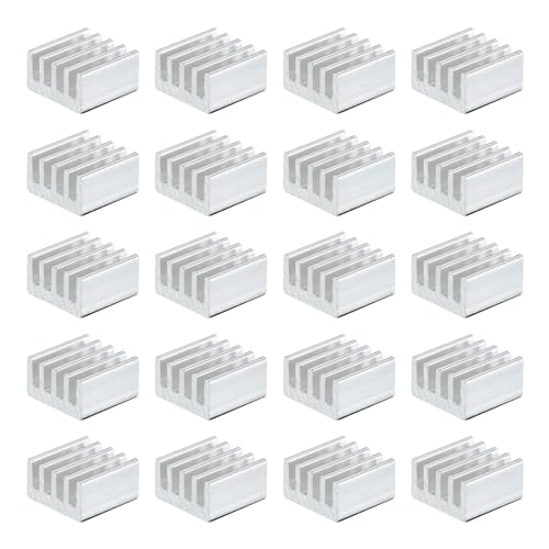 QUARKZMAN 20Stk 9x9x5mm Kühlkörper Aluminium Kühler Kühlkörper Kühlung mit Fester Aufkleber für Chip CPU Leistungstransistor FET IC Leistungsverstärker Weiß von QUARKZMAN