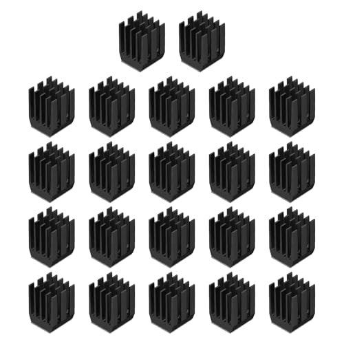 QUARKZMAN 22Stk 9x9x12mm Kühlkörper Aluminium Kühler Kühlkörper Kühlung mit Fester Aufkleber für Chip CPU Leistungstransistor FET IC Leistungsverstärker Schwarz von QUARKZMAN