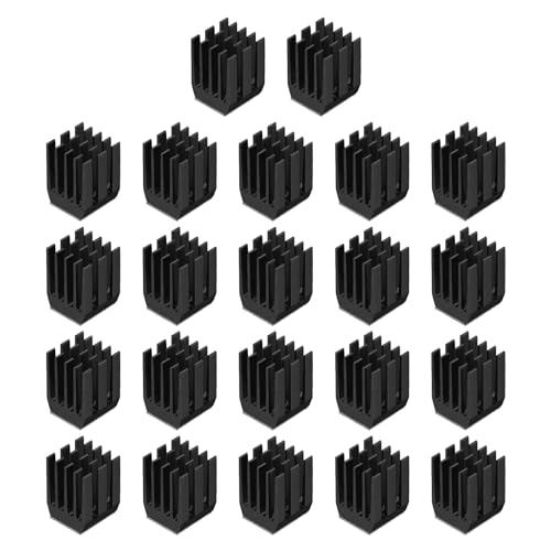 QUARKZMAN 22Stk 9x9x12mm Kühlkörper Aluminium Kühler Kühlkörper Kühlung mit Thermal Blau Aufkleber für Chip CPU Transistor FET IC Verstärker Schwarz von QUARKZMAN
