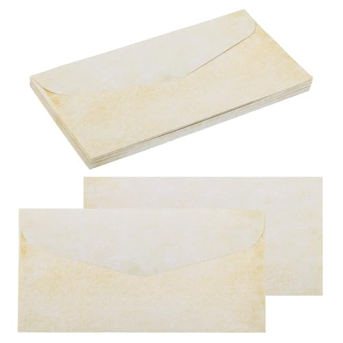 QUARKZMAN 24 Packungen Umschläge Vintage Briefpapier Papier Hellgelb Briefpapier Altes Modepapier zum Briefeschreiben, Einladungen, Hochzeit-9 x 4 Zoll von QUARKZMAN