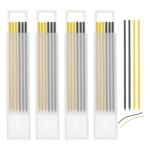QUARKZMAN 24 Stück Bleistiftminen Tischler Bleistift Ersatzminen 2,8 mm Solide Tieflochmarker Minen Bleistiftminen Konstruktion Bleistift Ersatz für Zimmermannsbleistift,Gelb,Schwarz von QUARKZMAN