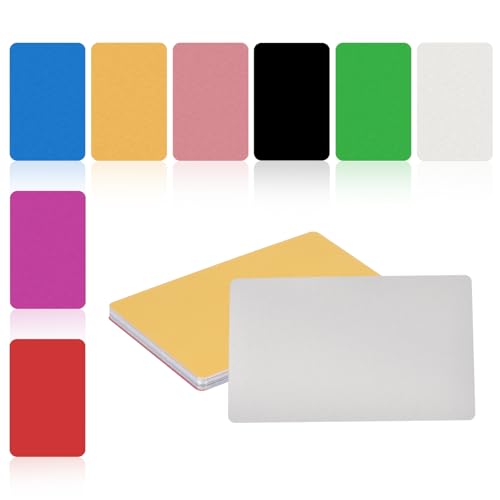 QUARKZMAN 24 Stück Metall Visitenkarten-Rohlinge, 1/64" dick 3,4x2" Multicolor Aluminium Lasergravur Materialien Einzigartige Karten für DIY Namenskarten, Kreditkarten, Gepäckanhänger von QUARKZMAN