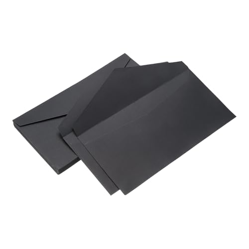 QUARKZMAN 25 Packungen Umschläge Vintage Briefpapier Papier Schwarze Umschläge Papier für Briefeschreiben, Einladungen, Hochzeit-8.7x4 Zoll von QUARKZMAN