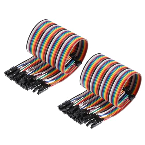 QUARKZMAN 2stk Flach Band Kabel 2.25mm auf 2mm Raster 40 Pin Buchse auf Buchse Regenbogen IDC Flach Band Draht Stecker 21cm Länge Drähte von QUARKZMAN
