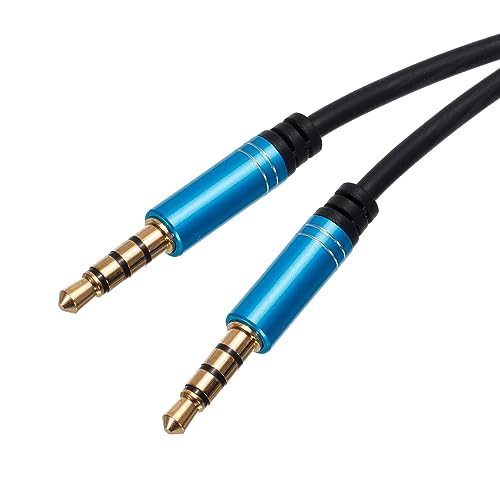 QUARKZMAN 3.5mm TRRS Aux Kabel Stecker an Stecker Zusätzliche Audio HiFi Kopfhörer Kabel 3.3ft Nylon Geflochten für Handy Kopfhörer Lautsprecher Stereo Echo Blau von QUARKZMAN