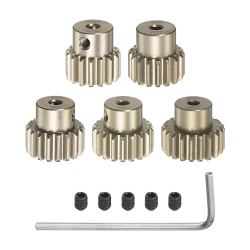 QUARKZMAN 32P Ritzel-Set 3,175 mm (1/8") Welle 16T 17T 18T 19T 20T aus Aluminiumlegierung mit Stufen für 1/10 RC Auto (5 Stück) von QUARKZMAN