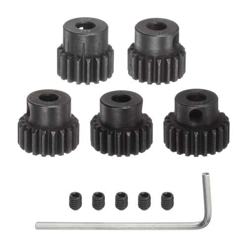 QUARKZMAN 32P Ritzel-Set 5mm Welle 17T 18T 19T 20T 21T Motorritzel aus gehärtetem Stahl mit Stufen für RC Auto (5 Stück) von QUARKZMAN
