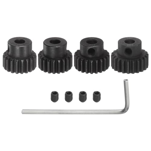 QUARKZMAN 32P Ritzel-Set 5mm Welle 19T 20T 21T 22T Motorritzel aus gehärtetem Stahl mit Stufen für RC Auto (4 Stück) von QUARKZMAN