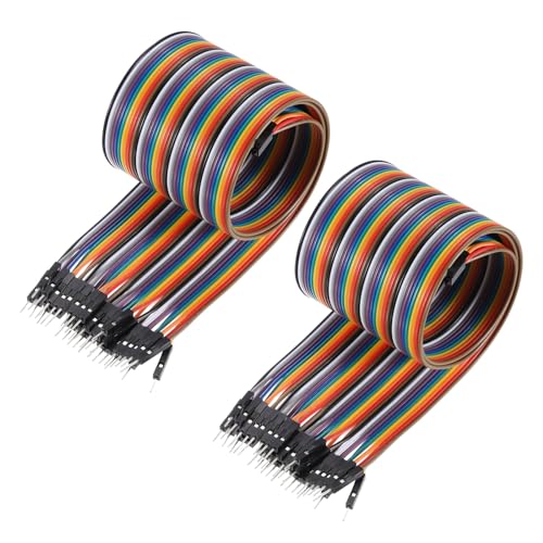 QUARKZMAN 3stk Flach Band Kabel 2.54mm Abstand 40 Pin Männlich auf Weiblich Regenbogen IDC Flach Band Draht Stecker 50cm Länge Drähte von QUARKZMAN