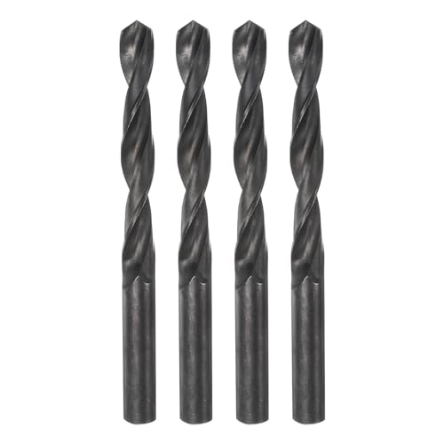 QUARKZMAN 4 Stück Spiralbohrer, 13,5 mm (17/32 Zoll), nitridbeschichteter Schnellarbeitsstahl (HSS), 4241 Spiralbohrer für Edelstahl, Kupfer, Aluminium, Legierung, Schwarz von QUARKZMAN