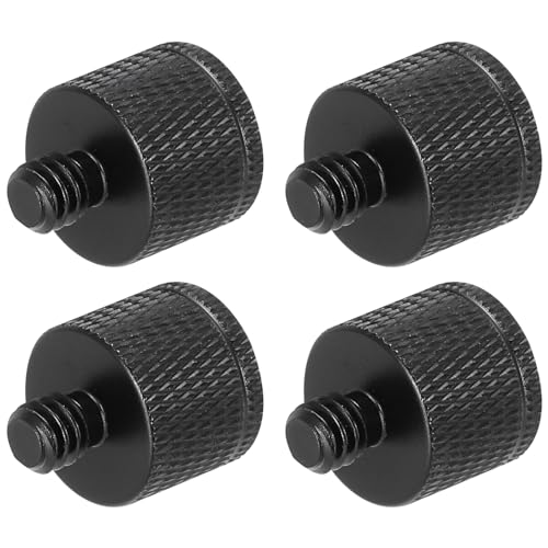 QUARKZMAN 4-teiliger Mikrofonständer-Adapter, 3/8-Buchse auf M10-Außengewinde, Schraubadapter, Aluminiumlegierung für Mikrofon-Stativ-Halterung, Schwarz von QUARKZMAN