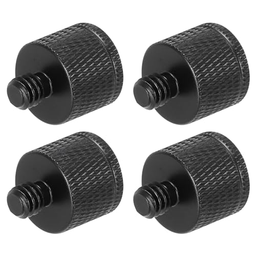 QUARKZMAN 4-teiliger Mikrofonständer-Adapter, 3/8-Buchse auf M8-Außengewinde, Schraubadapter, Aluminiumlegierung für Mikrofon-Stativ-Halterung, Schwarz von QUARKZMAN