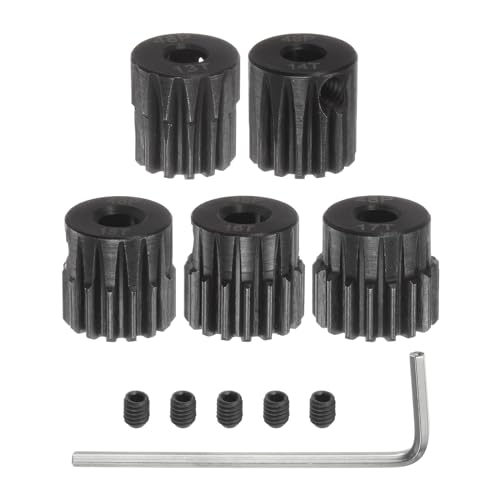 QUARKZMAN 48P Ritzel-Set 3,175 mm (1/8") Welle 13T 14T 15T 16T 17T Motorritzel aus gehärtetem Stahl mit Stufen für RC Auto (5 Stück) von QUARKZMAN