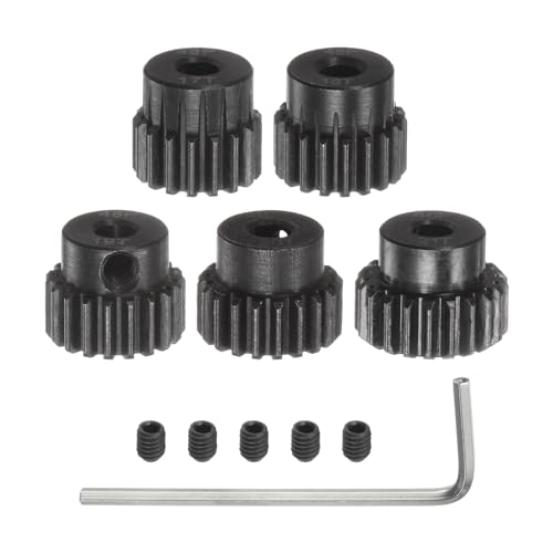 QUARKZMAN 48P Ritzel-Set 3,175 mm (1/8") Welle 17T 18T 19T 20T 21T Motorritzel aus gehärtetem Stahl mit Stufen für RC Auto (5 Stück) von QUARKZMAN