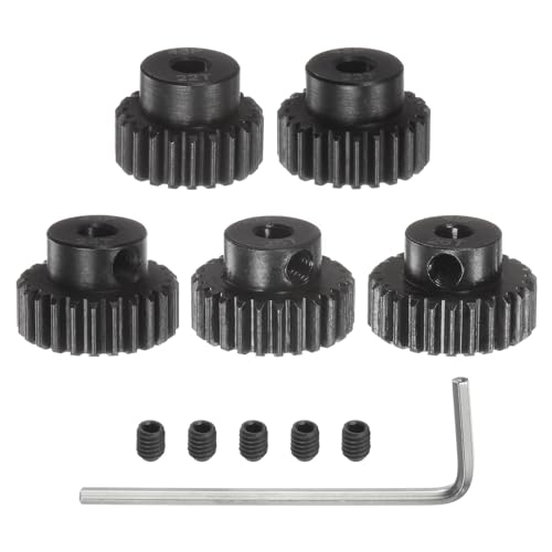 QUARKZMAN 48P Ritzel-Set 3,175 mm (1/8") Welle 22T 23T 24T 25T 26T Motorritzel aus gehärtetem Stahl mit Stufen für RC Auto (5 Stück) von QUARKZMAN