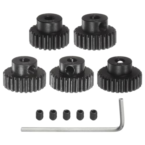 QUARKZMAN 48P Ritzel-Set 3,175 mm (1/8") Welle 23T 24T 25T 26T 27T Motorritzel aus gehärtetem Stahl mit Stufen für RC Auto (5 Stück) von QUARKZMAN