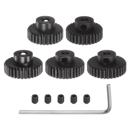 QUARKZMAN 48P Ritzel-Set 3,175 mm (1/8") Welle 28T 29T 30T 31T 32T Motorritzel aus gehärtetem Stahl mit Stufen für RC Auto (5 Stück) von QUARKZMAN