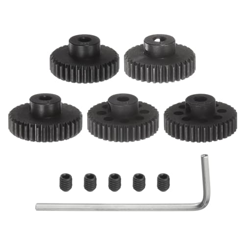 QUARKZMAN 48P Ritzel-Set 3,175 mm (1/8") Welle 33T 34T 35T 36T 37T Motorritzel aus gehärtetem Stahl mit Stufen für RC Auto (5 Stück) von QUARKZMAN